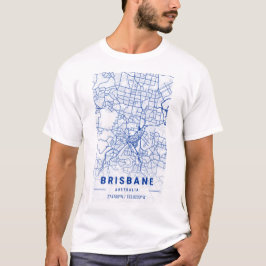 Brisbane stadsplan blå nyans t shirt
