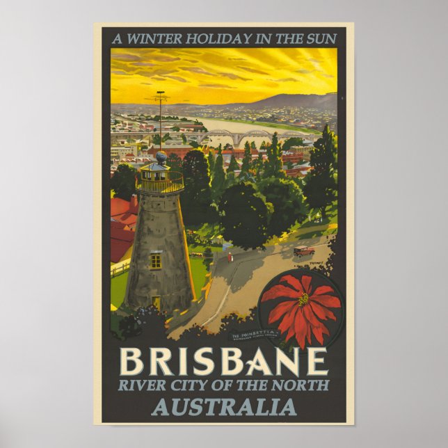 Brisbane vintage affisch (Framsidan)