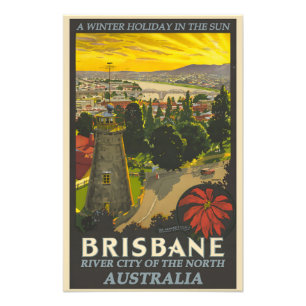 Brisbane vintage affisch fototryck