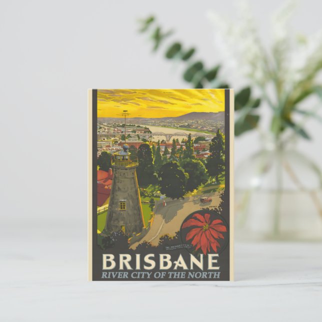 Brisbane vintage affisch vykort (Stående Fram)
