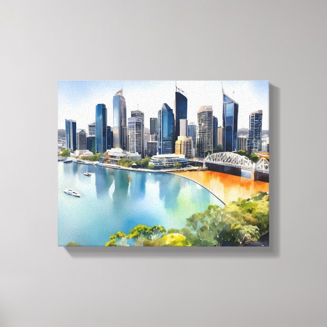 Brisbanes vattenfärgkonst canvastryck (Framsida)