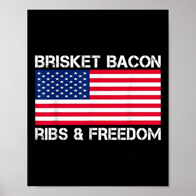 Brisket Bacon Ribs&amp; Freedom Grill Bbq Kött Sm Poster (Framsidan)