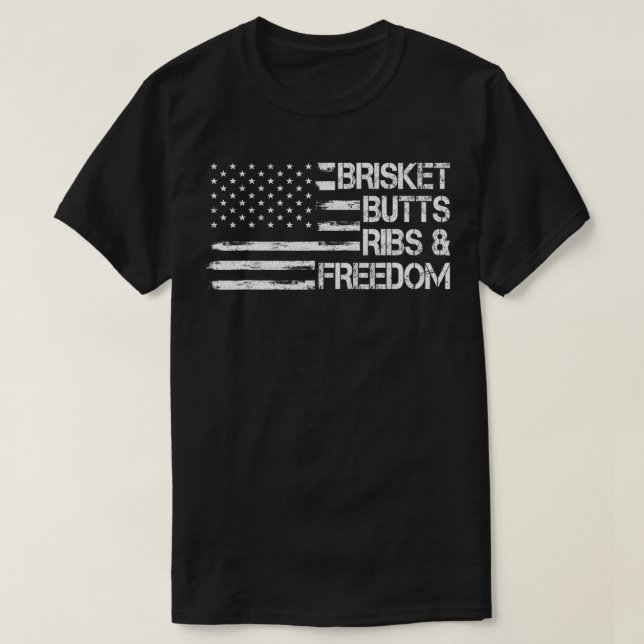Brisket Butt Ribs and Freedom Barbecue Smoker Kött T Shirt (Design framsida)