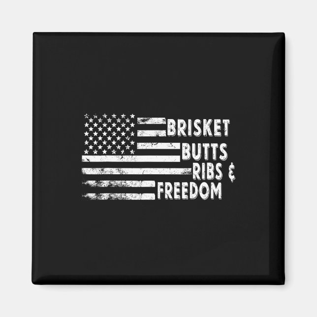 Brisket Butte Ribs and Freedom BBBq American Flagg Magnet (Framsidan)
