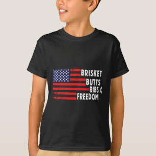 Brisket Butte Ribs and Freedom BBBq American Flagg T Shirt