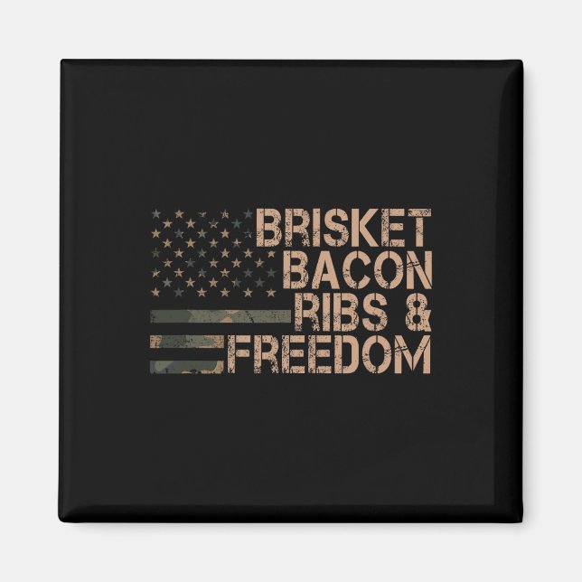 Brisket Con Ribs And Freedom Grill Bbq Rolig Kött  Magnet (Framsidan)