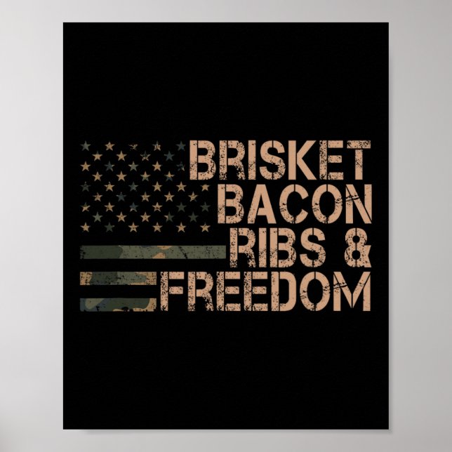 Brisket Con Ribs And Freedom Grill Bbq Rolig Kött  Poster (Framsidan)