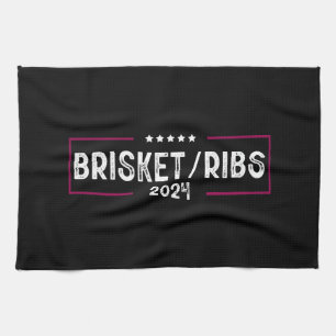 Brisket Revben 2024 BBQ Grillning Politisk Val Kökshandduk