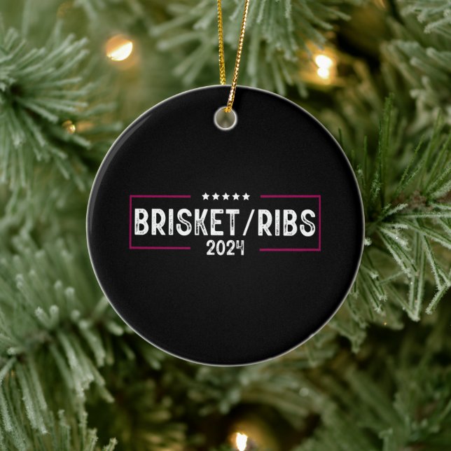 Brisket Ribs 2024 BQ Barbecue Politiskt val Julgransprydnad Keramik (Träd)