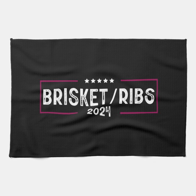 Brisket Ribs 2024 BQ Barbecue Politiskt val Kökshandduk (Horisontell)