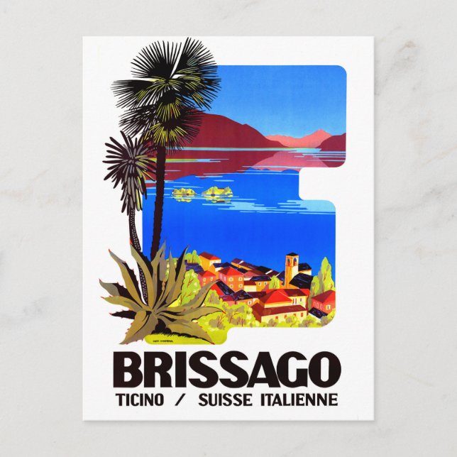 Brissago, Ticino, Schweiz. By och sjö Vykort (Framsida)