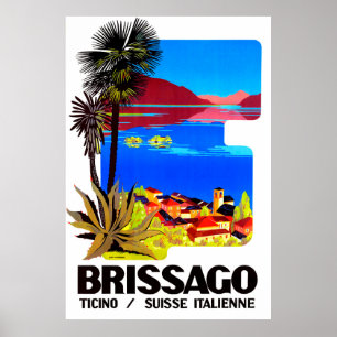 Brissago, Ticino, Schweiz. Byn och sjö Poster