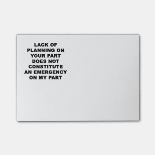 Brist av att planera post-it block