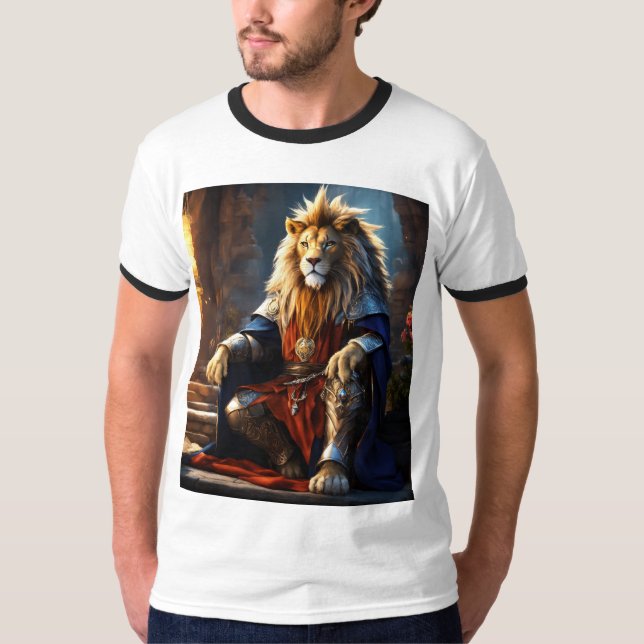 Brist och utan fruktlöshet: Lejon utskrift T-Shirt (Framsida)
