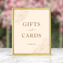 Brist på Peony Line Art Gifts & Cards-skylt