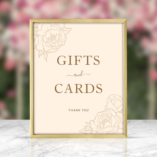 Brist på Peony Line Art Gifts & Cards-skylt Poster (Skapare uppladdad)
