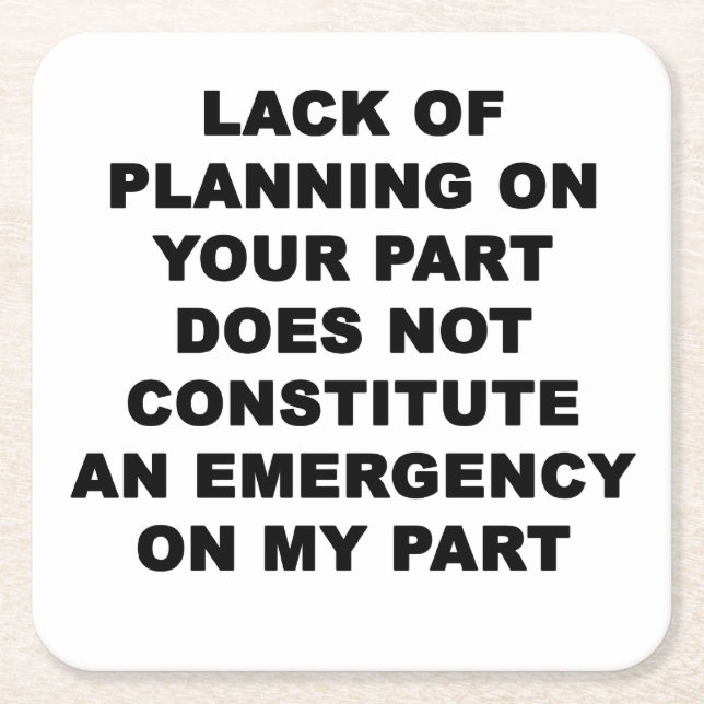 Brist på planering underlägg papper kvadrat (Framsidan)