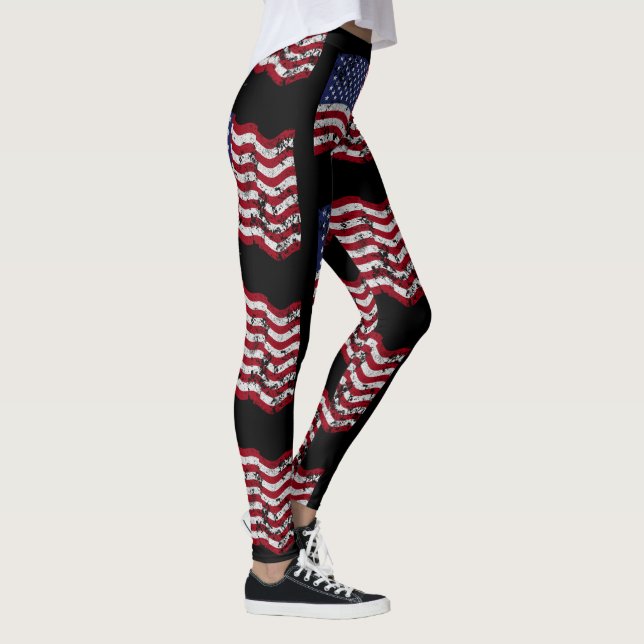 Bristad amerikansk flagga leggings (Höger)