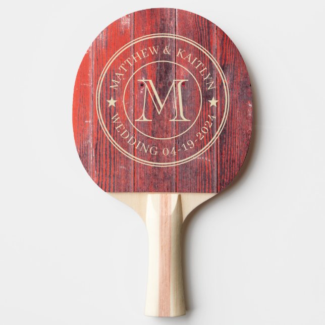 Bristande ladanbräd Wedding Monogram Stjärna Pingisracket (Framsidan)