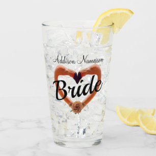 Bristen Flamingo Bröllop Heart Glaskopp