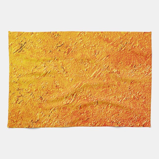 Bristfällig vägg med gult och orange struktur kökshandduk (Horisontell)