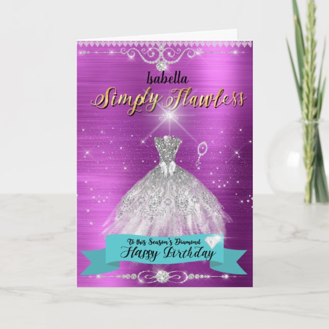 Bristfälligt Diamandkort för födelsedagar Kort (Framsida)