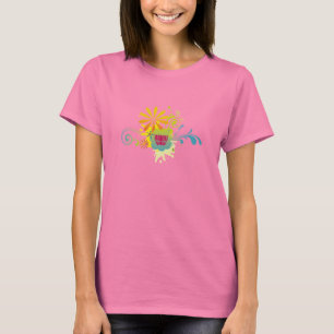 Bristning för lotusblommablommafärg t-shirt