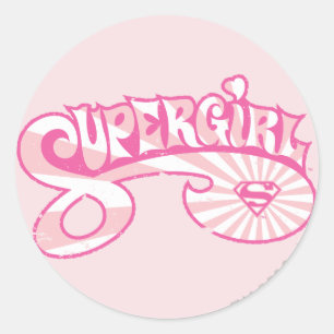 Bristning för Supergirl rosa logotypstjärna Runt Klistermärke