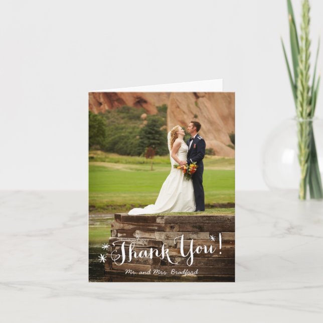 Bristning med det tack vikta fotoet noterar kortet kort (Framsida)