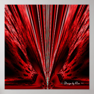 Bristning - röd n-vitFractal Poster