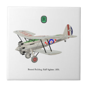 Bristol Bulldog, biplan, med monogram Kakelplatta
