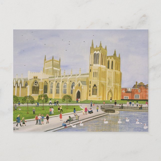 Bristol Cathedral and College Grönt 1989 Vykort (Framsida)