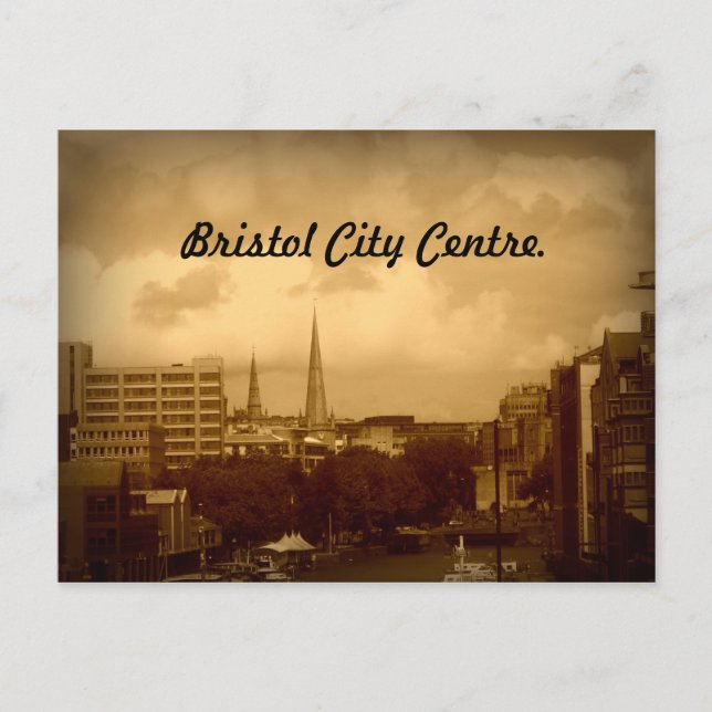 Bristol City Center. I Sepia. Vykort (Framsida)