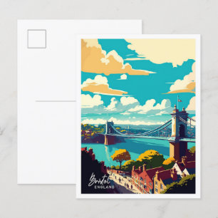 Bristol England Art Travel Vintage illustration Vykort