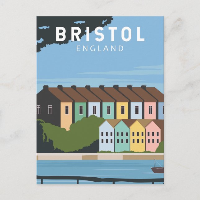 Bristol England Retro Researbet Konsthantverk Vykort (Framsida)