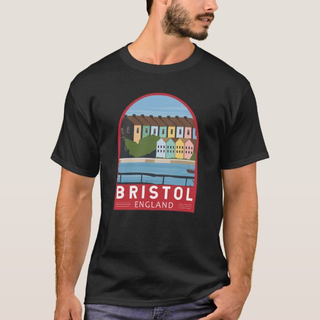 Bristol England Retro Travel Art Vintage T Shirt (Framsida)