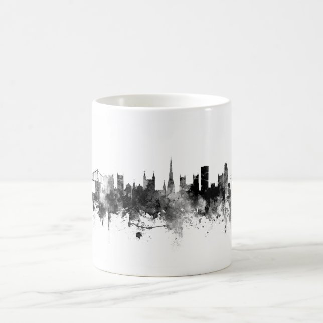 Bristol England Skyline Black White Kaffemugg (Center)