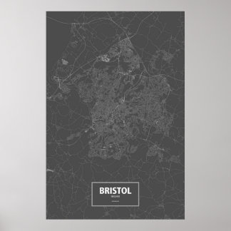 Bristol, England (vit på svart) Poster