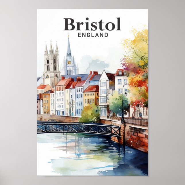 Bristol England Watercolor Painting Travel Poster (Framsidan)