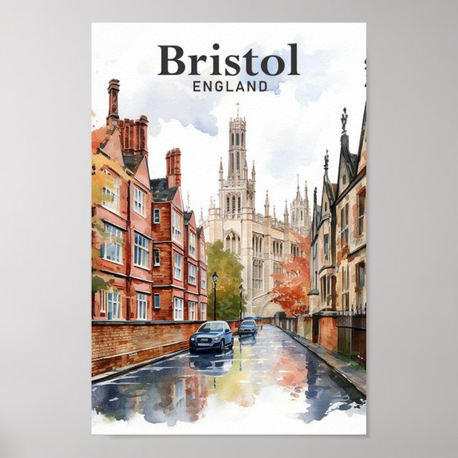 Bristol England Watercolor Painting Travel Poster (Framsidan)