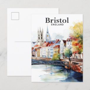 Bristol England Watercolor Painting Travel Vykort