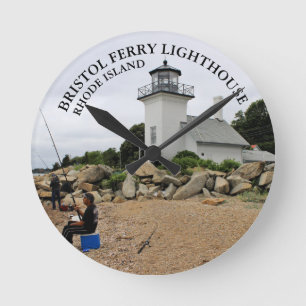 Bristol Ferry Lighthouse Rhode island Round Clock Rund Klocka