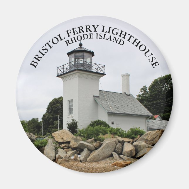 Bristol Ferry Lighthouse Rhode island Round Magnet (Framsidan)