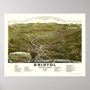 Bristol, NH Panoramic Karta - 1884 Poster