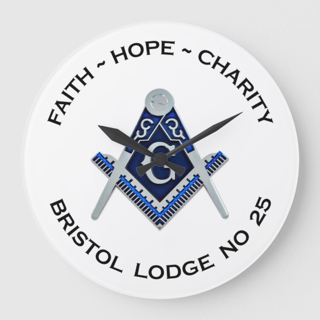 Bristol nr 25 Masonic Wall Clock Stor Klocka (Framsida)