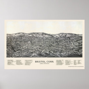Bristol panorama- karta för CT - 1889 Poster