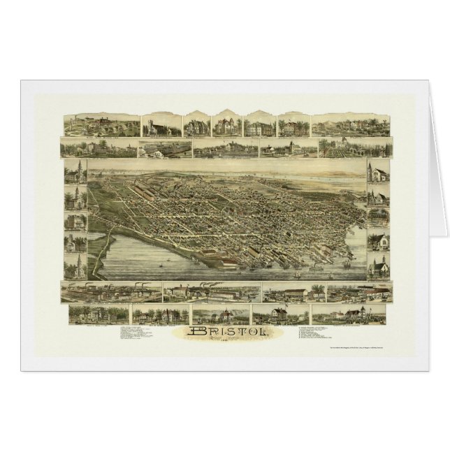 Bristol panorama- karta för RI - 1891 Hälsningskort (Framsidan Horizontal)
