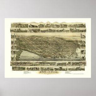 Bristol panorama- karta för RI - 1891 Poster