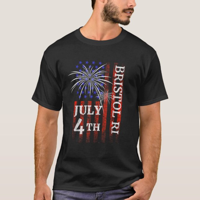 Bristol RI 4:e juli Independence day T Shirt (Framsida)