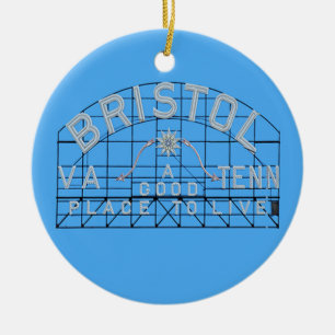 Bristol Slogan Sign Blue Julgransprydnad Keramik